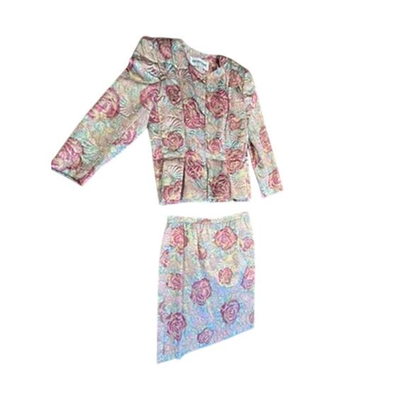 "RICHILENE" RARE! VTG 2 Pc.Set SZ 14 Formal Party Designer USA Metallic Threads - Picture 7 of 16